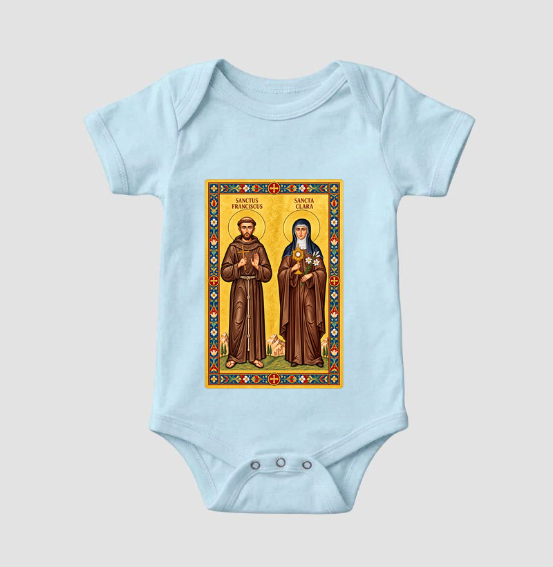 Body Infantil São Francisco e Santa Clara de Assis Moldura - Imagem 4