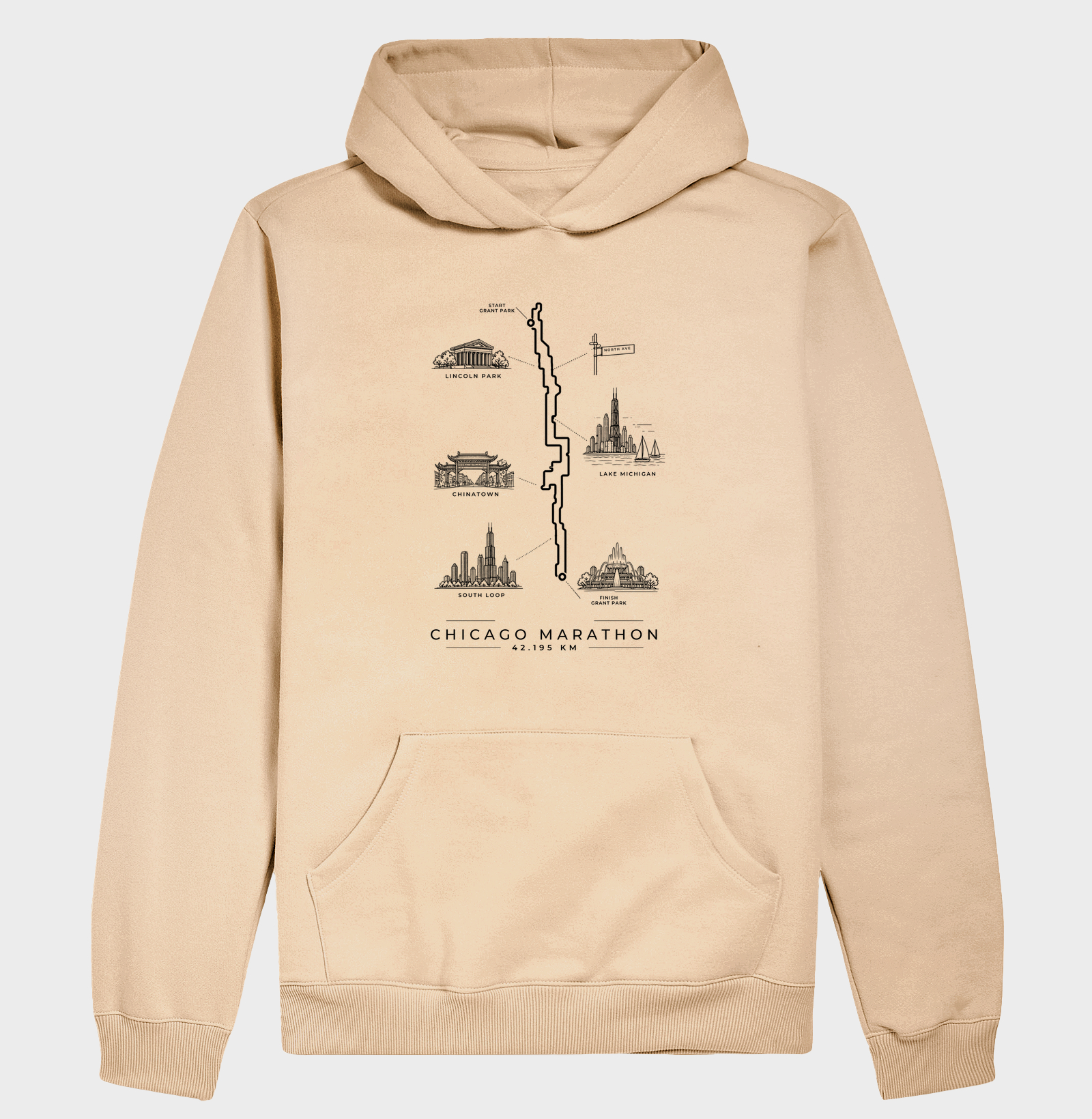Hoodie Moletom Maratona - Percurso Maratona de Chicago - Imagem 5