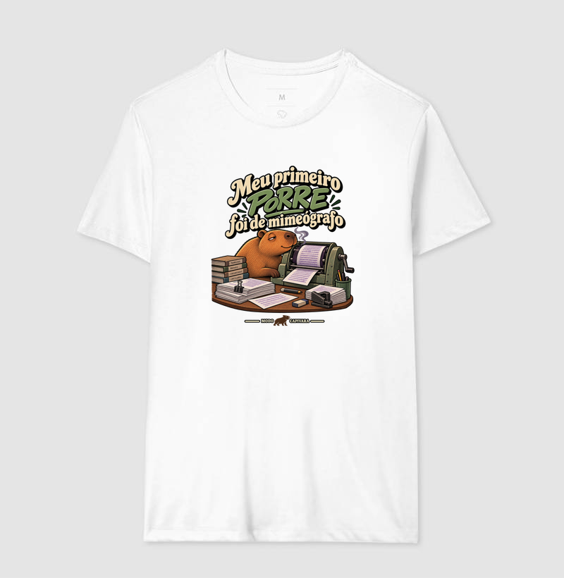 MEU PRIMEIRO PORRE FOI DE MIMEÓGRAFO - Modo Capivara - Camiseta - Imagem 6