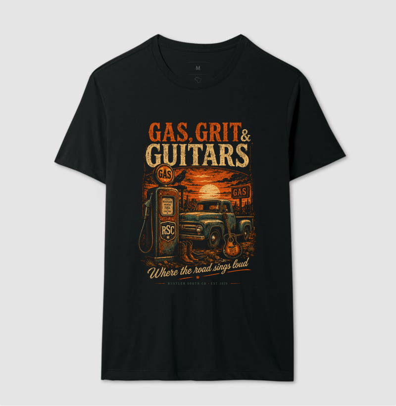 Camiseta Country  Gas, Grit & Guitars
