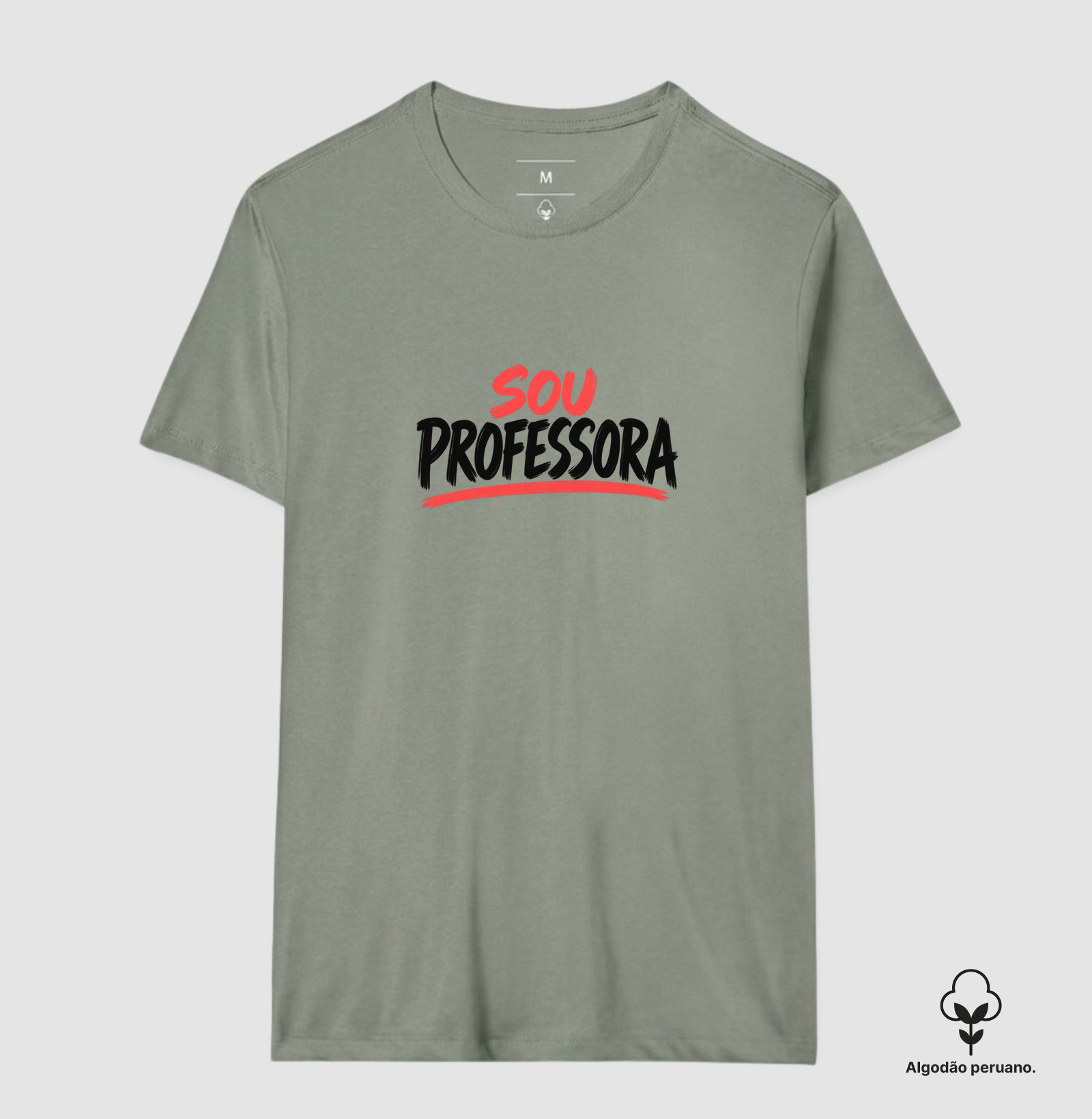 Camiseta Algodão Peruano Sou Professora - Letras Pretas - Imagem 8