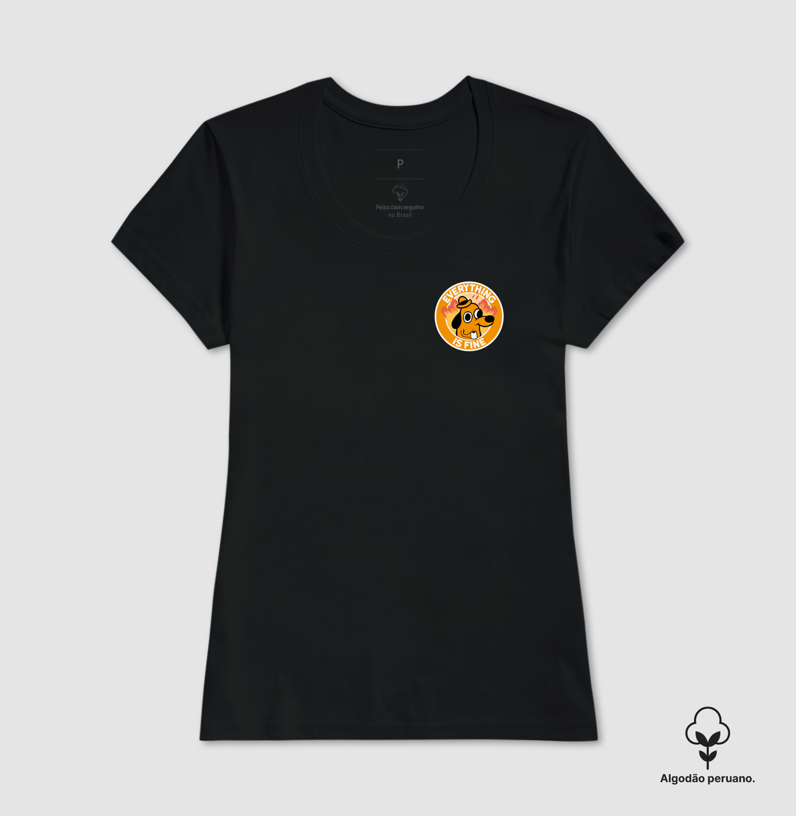 Camiseta Everithing Is Fine Dog Meme Algodão Peruano - Imagem 4