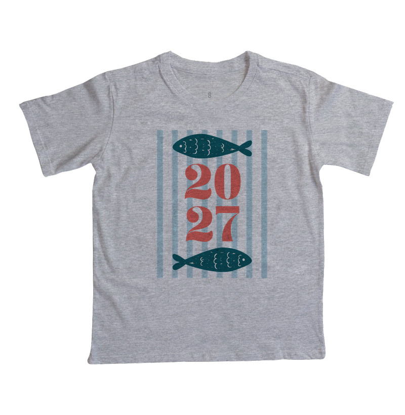Camiseta Infantil Ano Novo 2027 Peixe Mediterrâneo  - Imagem 10