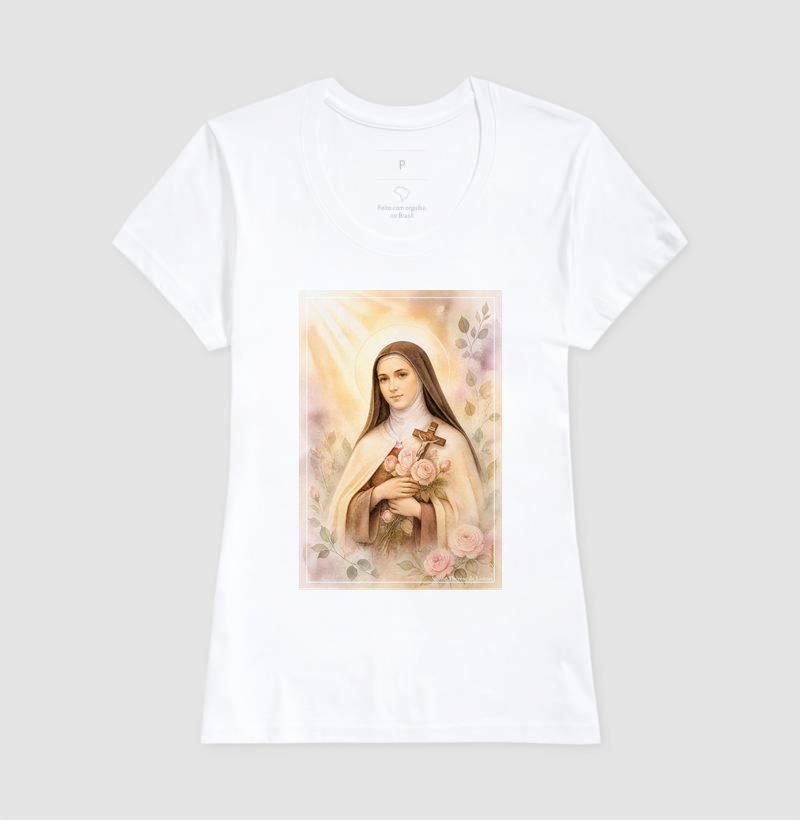 Santa Teresinha do Menino Jesus - Arte em Aquarela com Rosas - Imagem 5