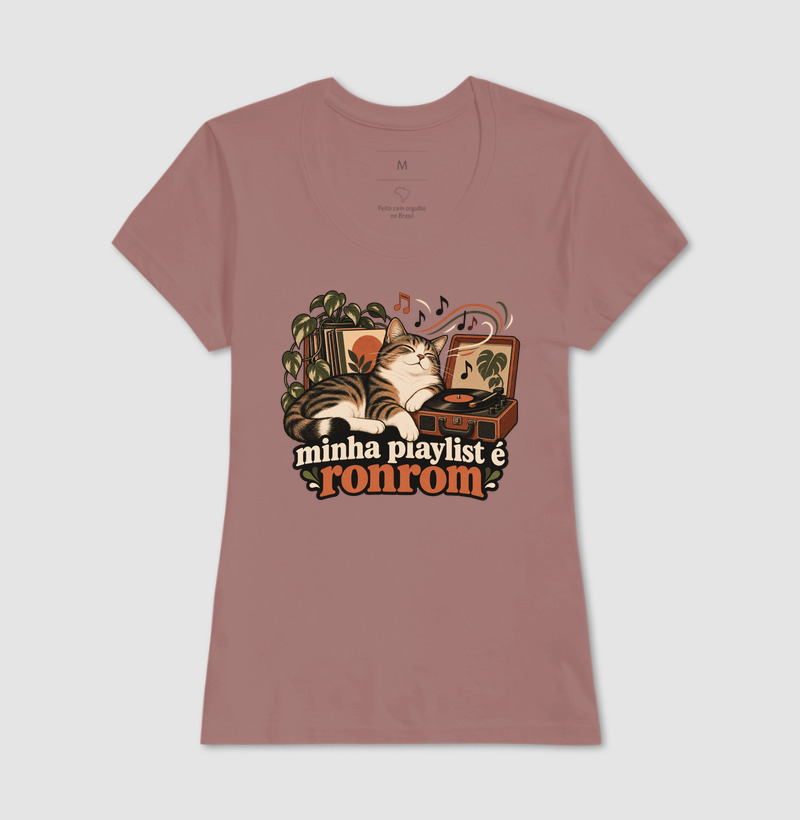 Camiseta Gato Música "minha playlist é ronrom" | Pelo & Pano - Imagem 17