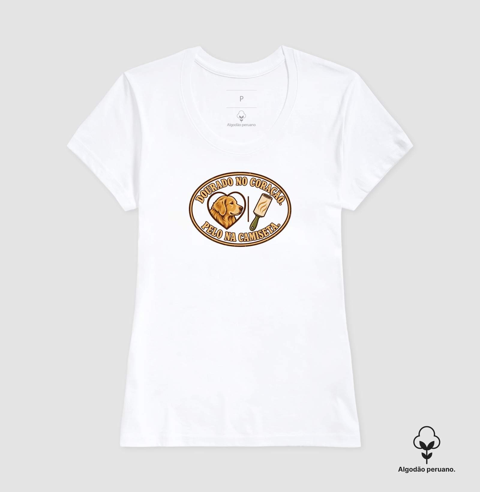 Dourado no coração. Pelo na camiseta. - Imagem 5