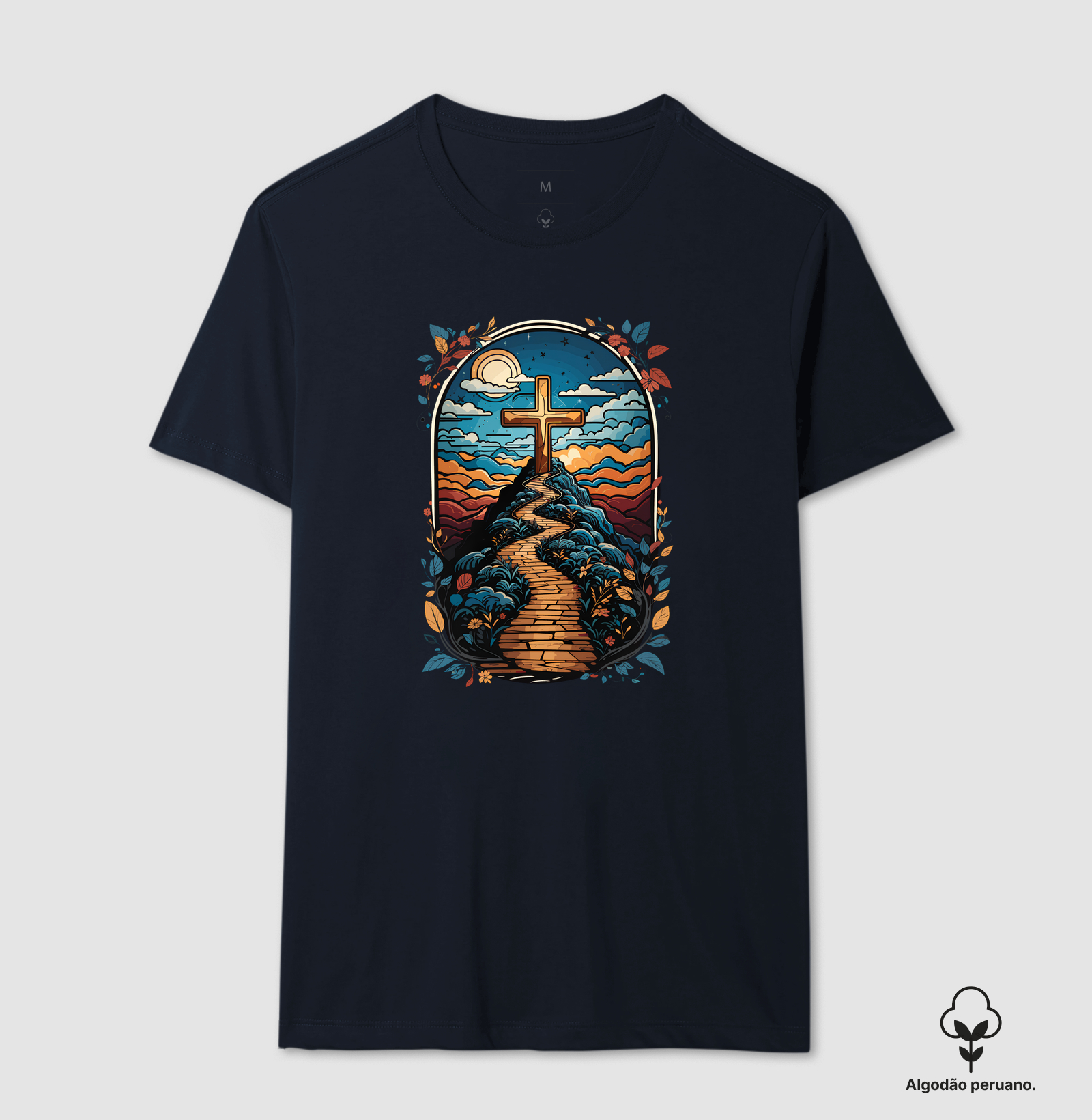 Camiseta Masc. Algodão Peruano Caminho da Cruz - Imagem 4