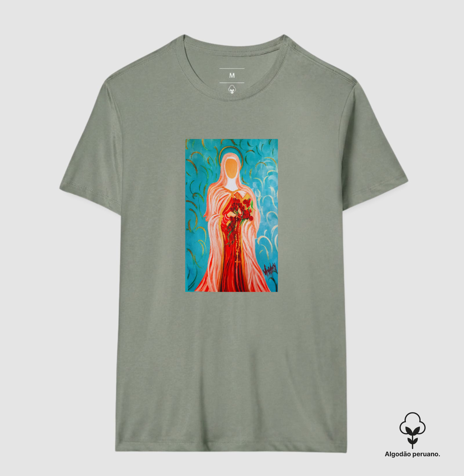 Camiseta Algodão Peruano Santa Teresinha do Menino Jesus Arte Sacra - Imagem 2