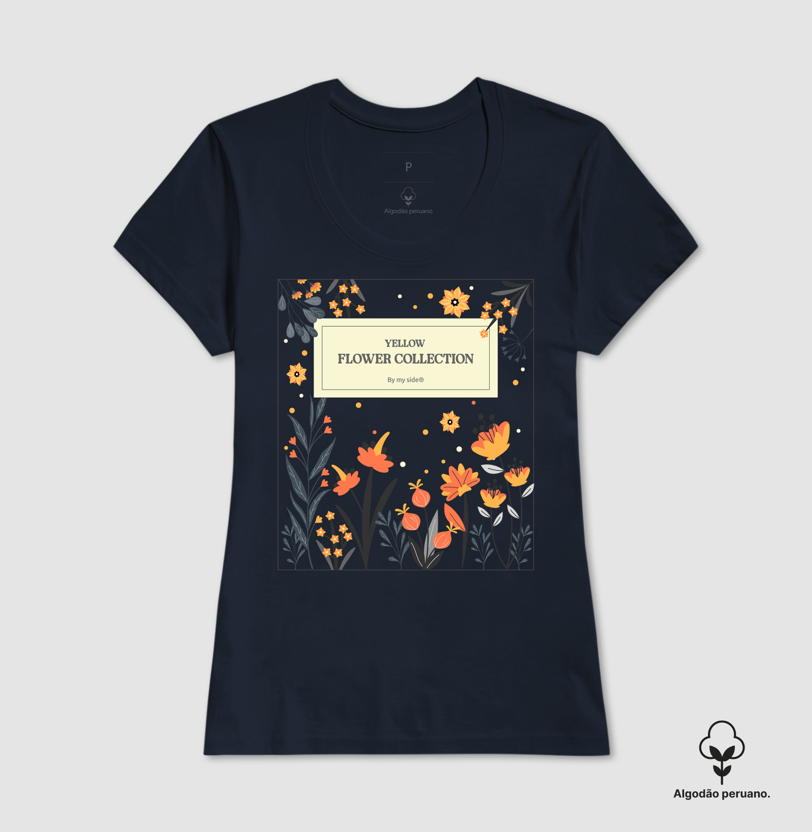 FLOR LARANJA - Algodão Peruano - Imagem 7