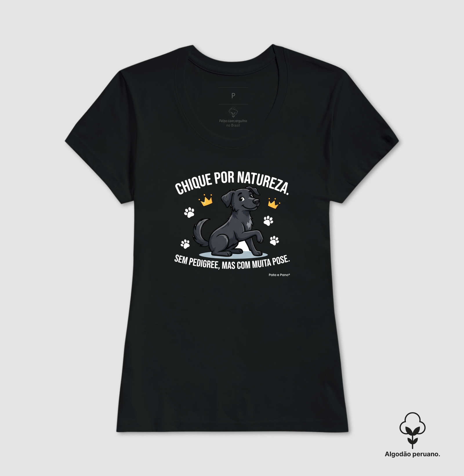 CAMISETA ALGODÃO PERUANO VIRA-LATA PRETO CHIQUE - Imagem 2