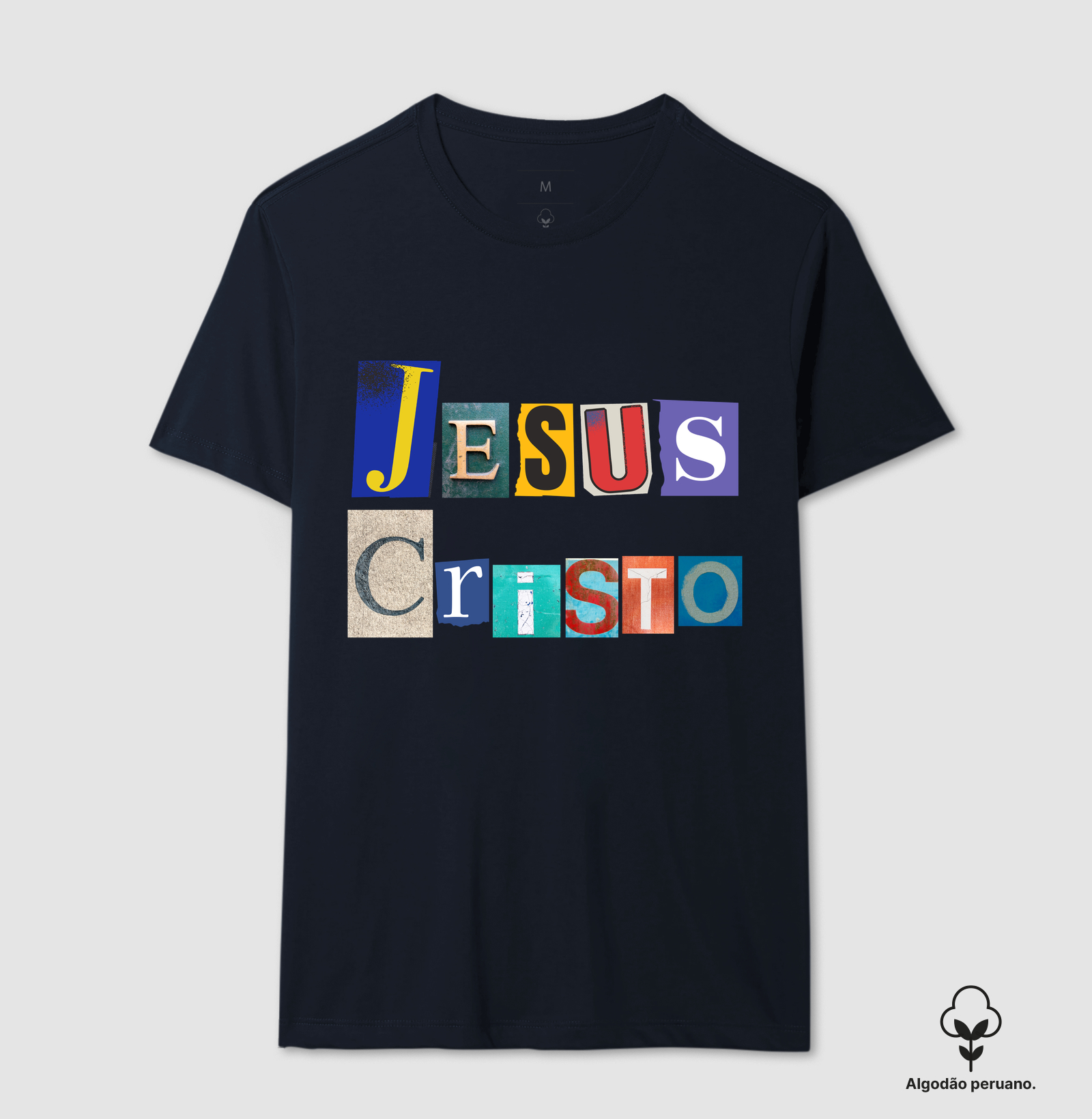 Camiseta Algodão Peruano Cristã Jesus Cristo Colagem - Imagem 6