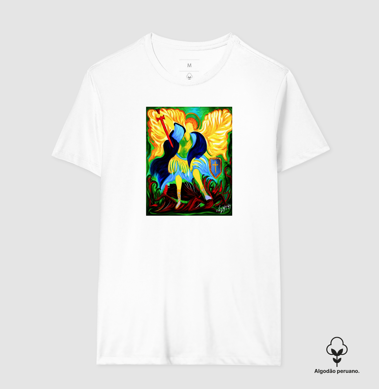 Camiseta Algodão Peruano São Miguel Arte Sacra - Imagem 4