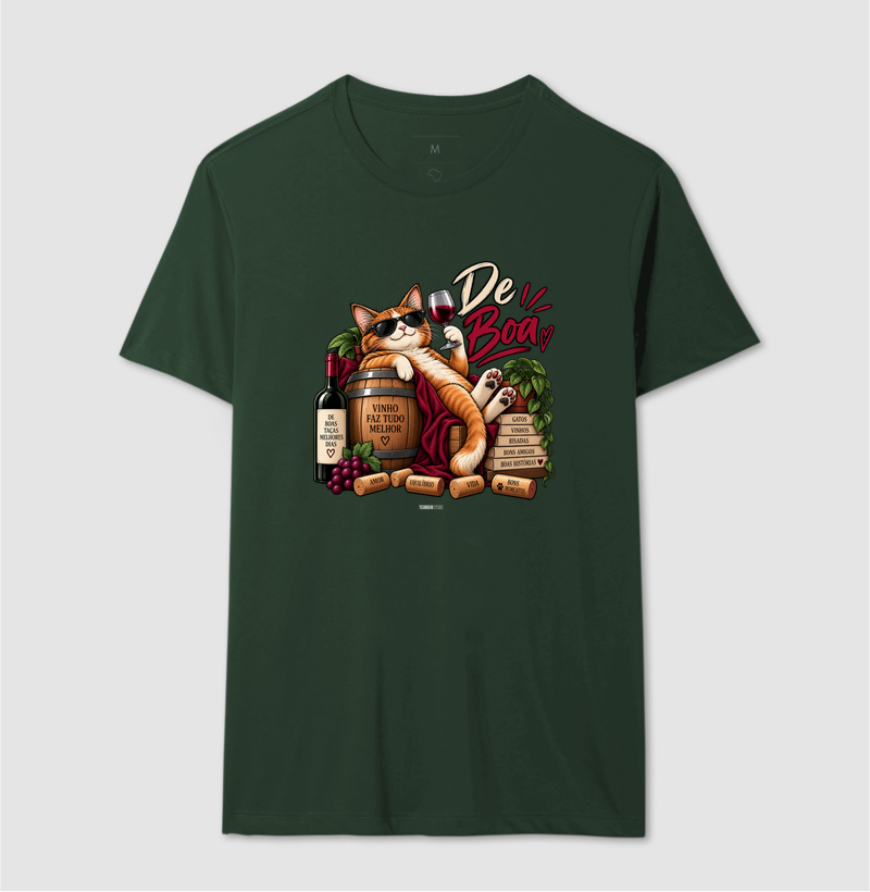 Camiseta “De Boa” Gato com Vinho – Estilo Relax & Life Mood - Imagem 10