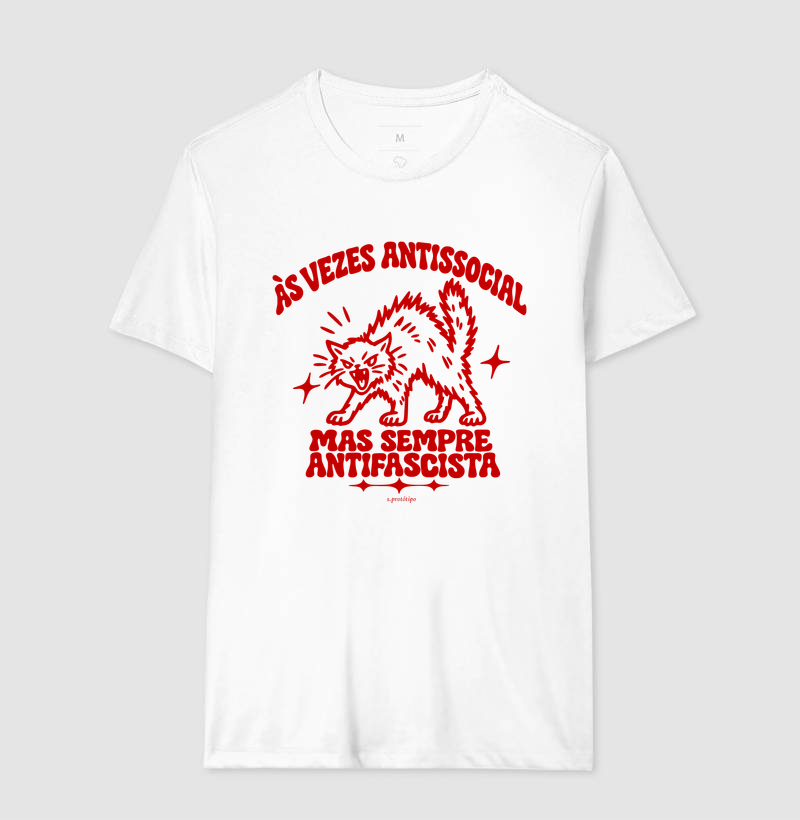 Camiseta Às Vezes Antissocial, Mas Sempre Antifascista (a virada) - Imagem 4