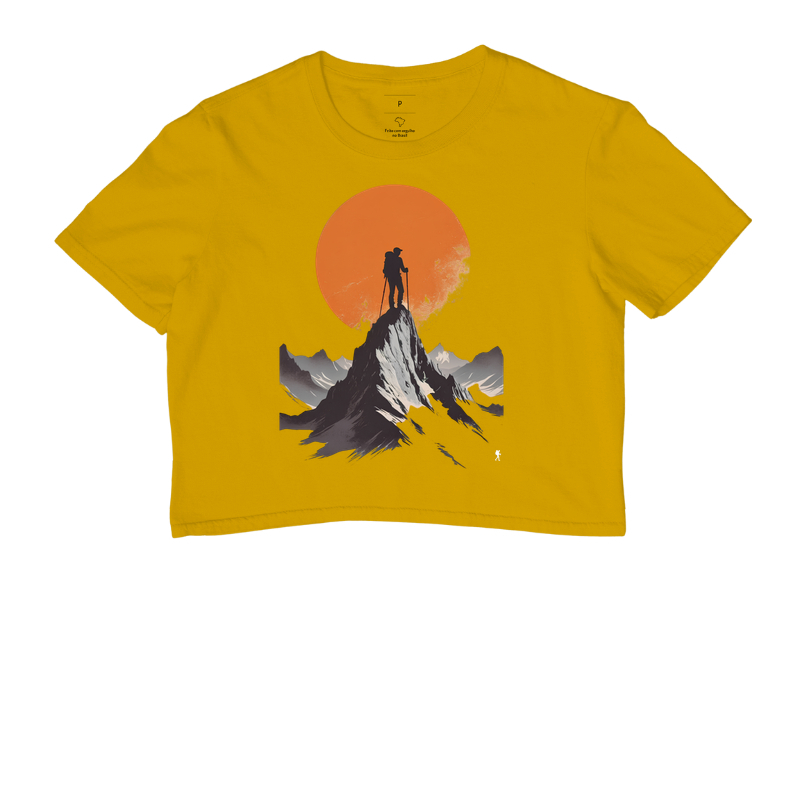 Camiseta Trilheiro no Topo da Montanha | Sol Laranja Silhueta Aventura | Colecao Fashion Travel - Imagem 8