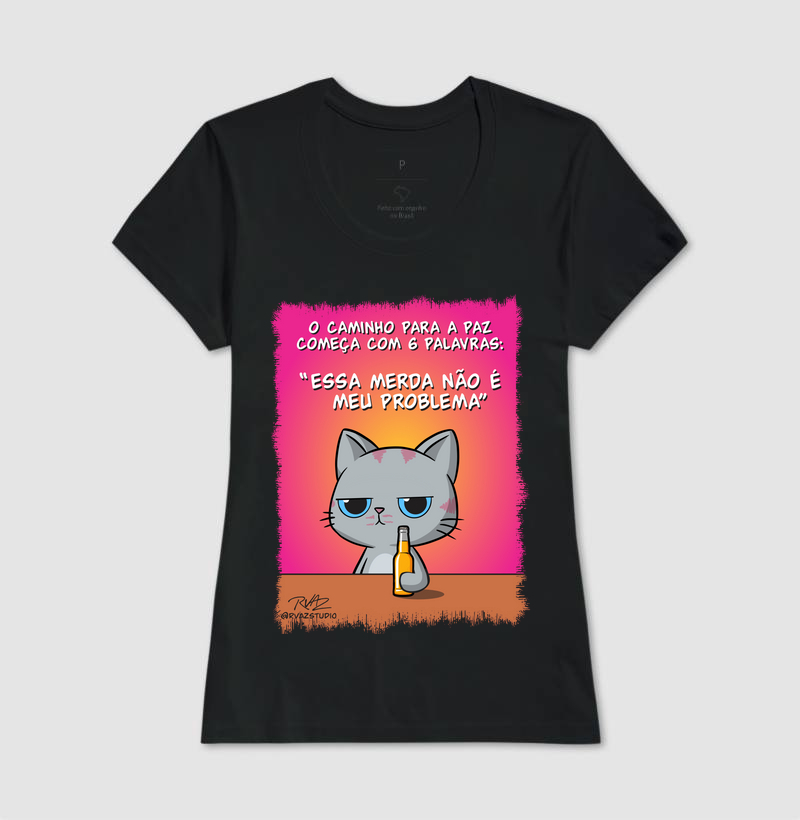 Camiseta Gato Sincero Problema - Imagem 3