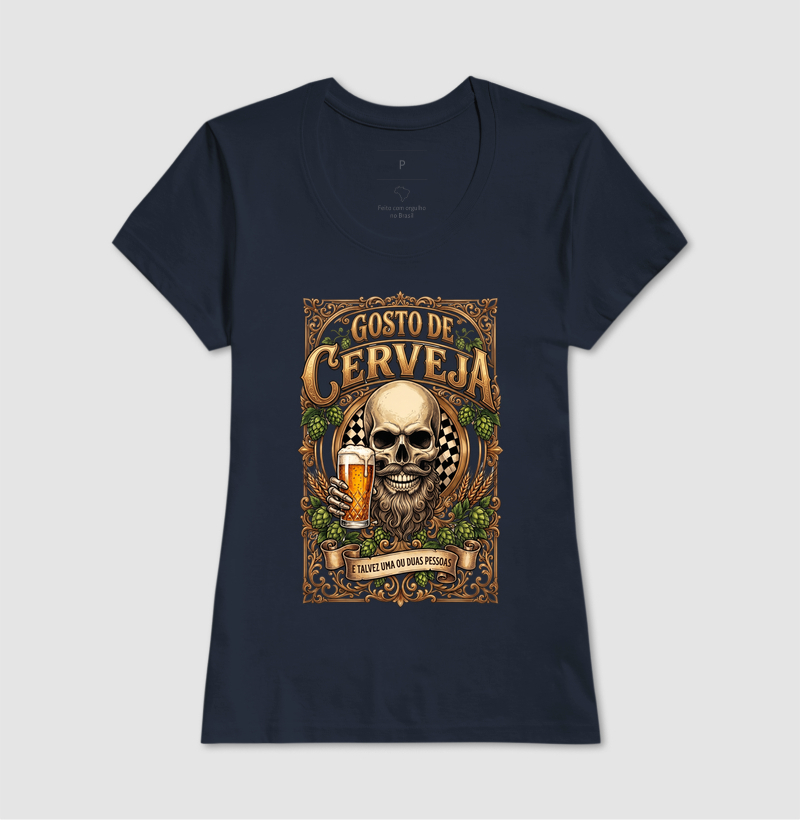 Gosto de Cerveja (e Talvez 2 Pessoas) | Camiseta Caveira Barbuda Tattoo - Imagem 7