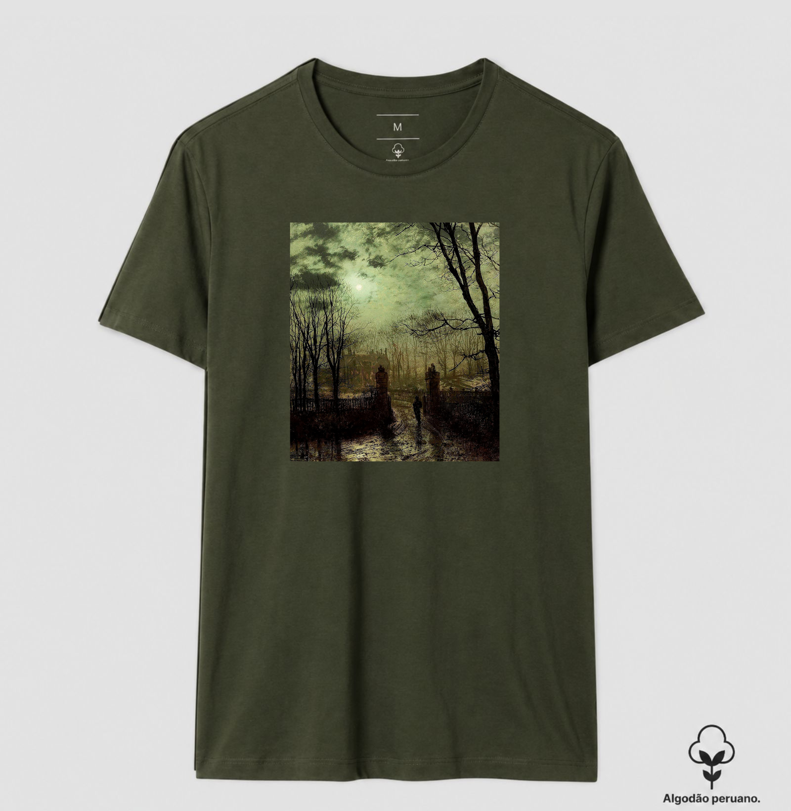 Camiseta Algodão Peruano Tanguis - Coleção Vestindo Arte Obra At the Park Gate Grimshaw  - Imagem 2