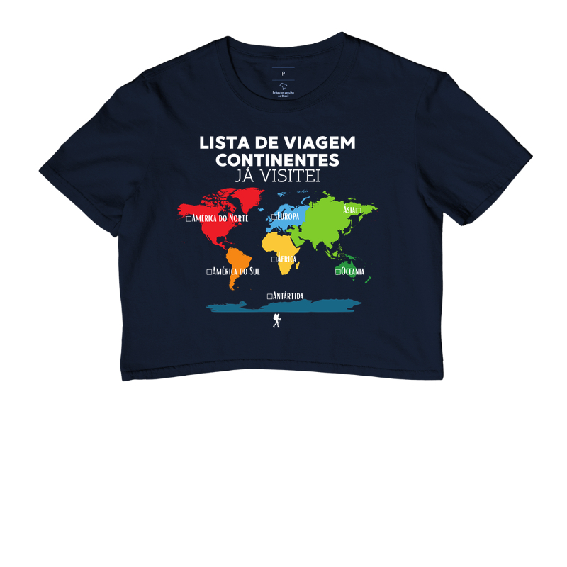Camiseta Lista de Viagem Continentes Ja Visitei | Mapa Mundi Auto Personalizavel | Colecao Personalizaveis - Imagem 4