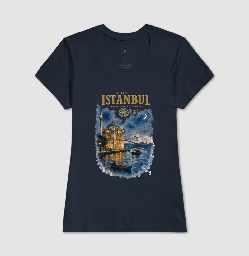 Camiseta Istanbul Turkey Where East Meets West | Aquarela Mesquita Bósforo | Colecao Fashion Travel - Imagem 10