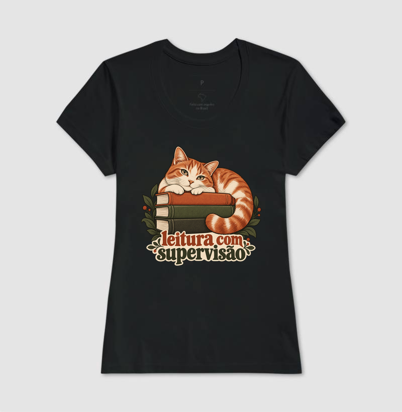 Camiseta Gato Leitura "leitura com supervisão" | Pelo & Pano - Imagem 4