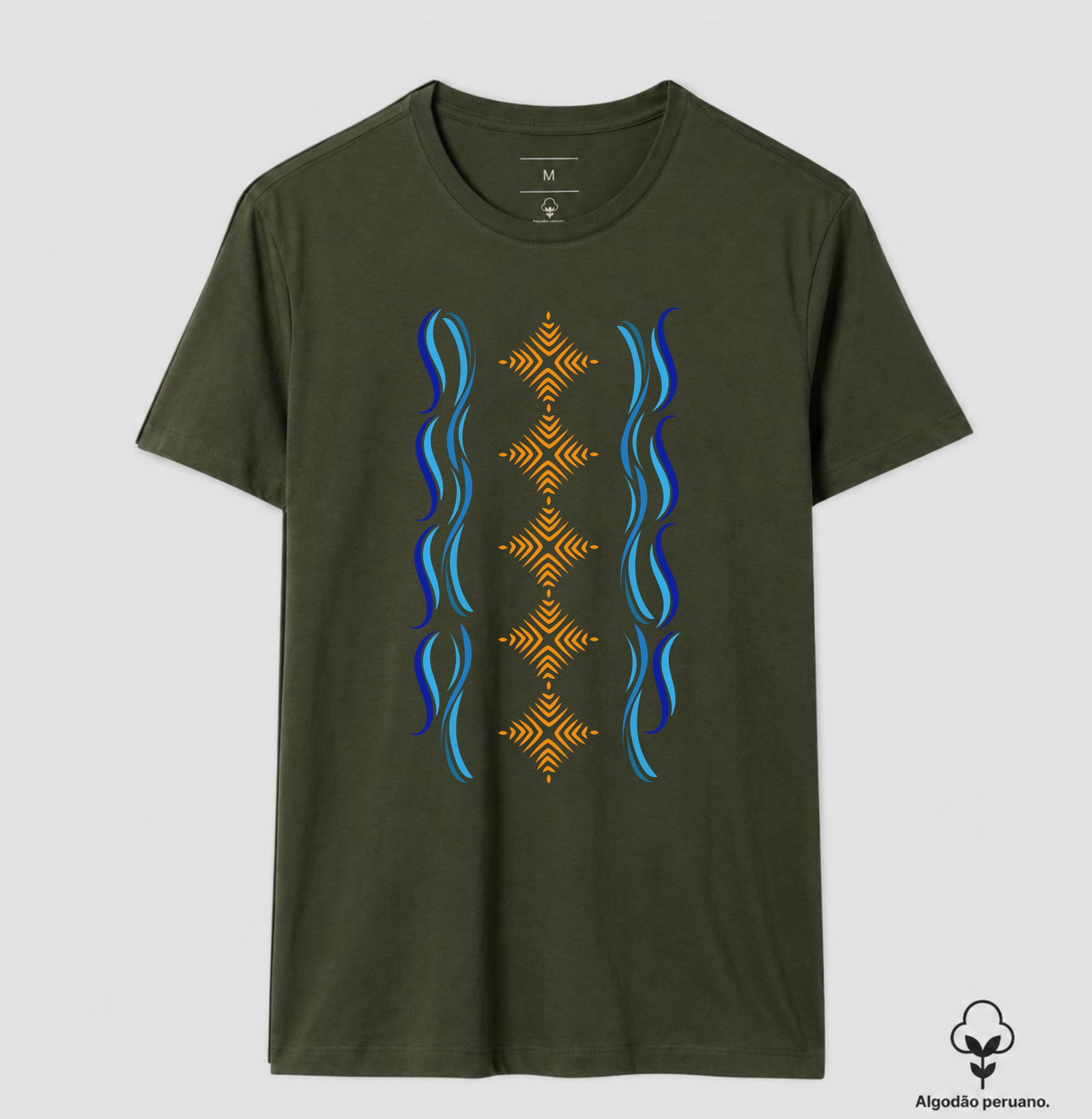 T-shirt Indígena- Grafismo Tsamata Piruara – A Escama que Guarda o Movimento do Rio - Imagem 7