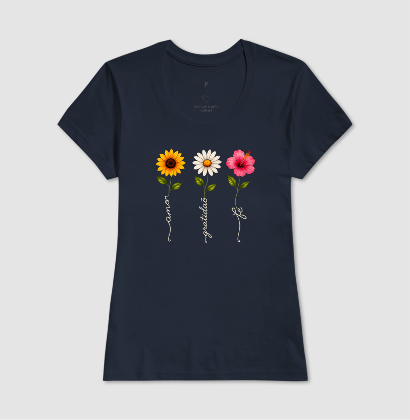 Camiseta Floresça com amor, fé e gratidão. - Imagem 7