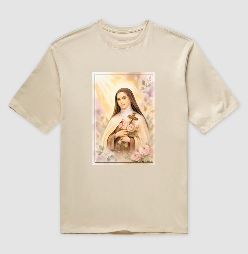 Santa Teresinha do Menino Jesus - Arte em Aquarela com Rosas - Imagem 3