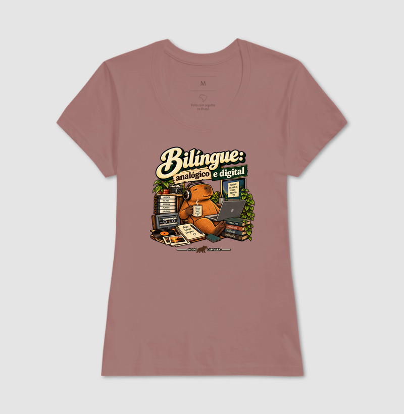 BILÍNGUE, ANALÓGICO E DIGITAL - Modo Capivara - Camiseta - Imagem 17