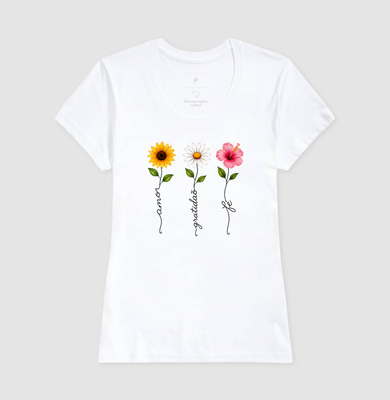 Camiseta Floresça com amor, fé e gratidão. - Imagem 5