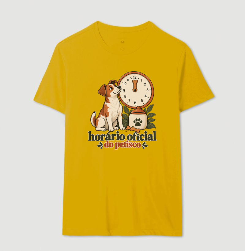 Camiseta Cachorro Petisco "horário oficial do petisco" | Pelo & Pano - Imagem 14