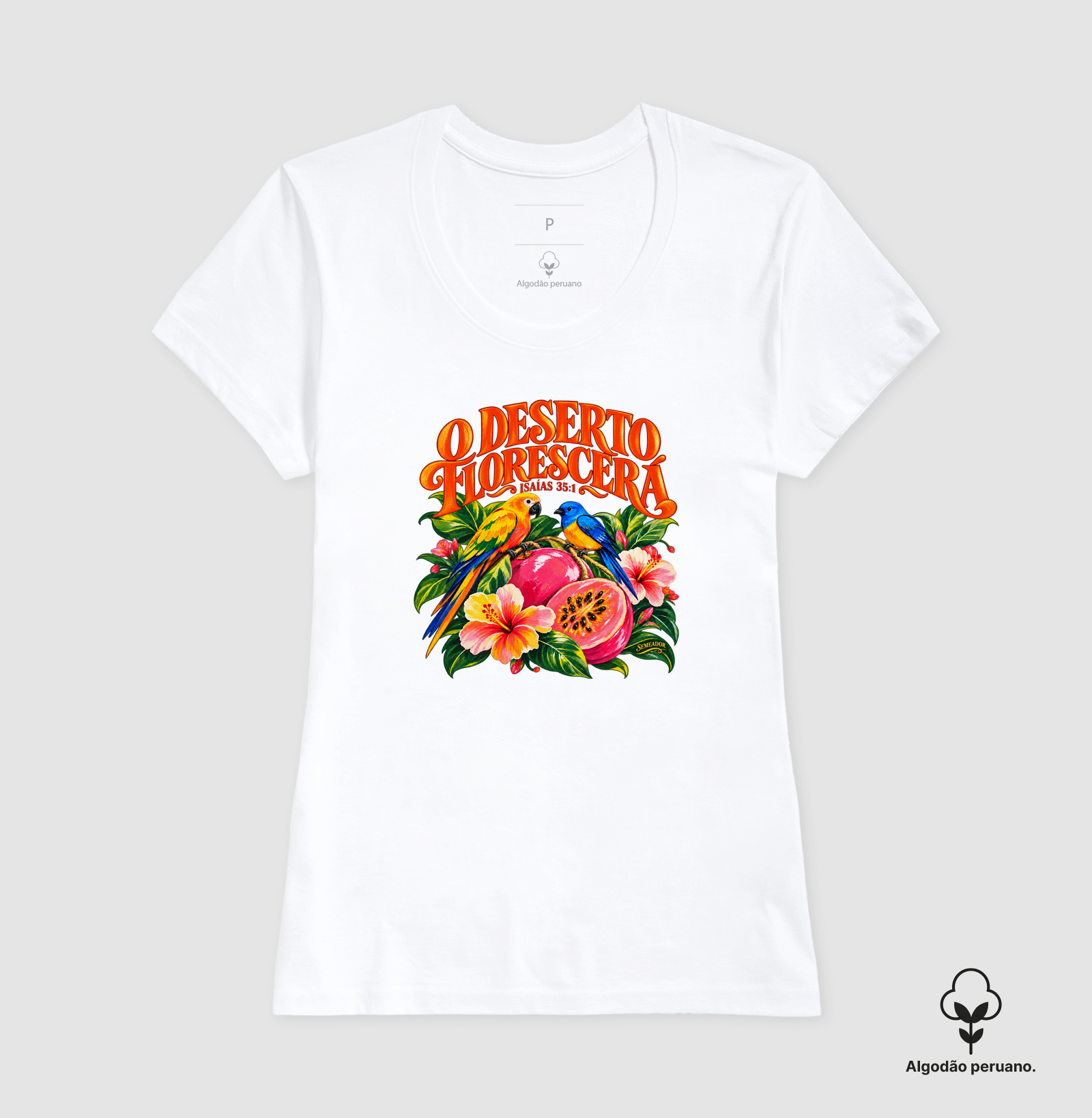 Camiseta Algodão Peruano Feminina O Deserto Florescerá - Imagem 3