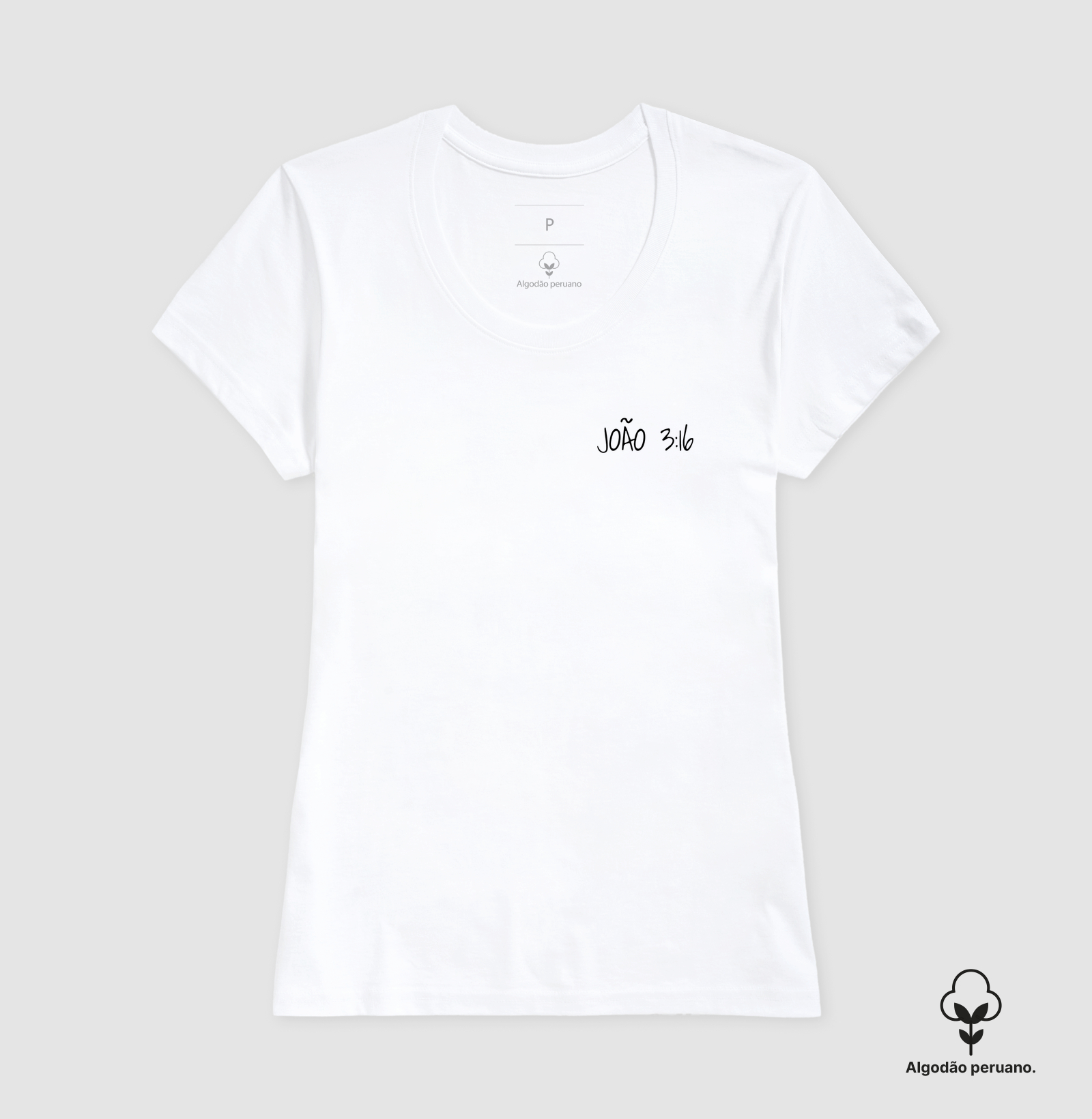 Camiseta Fem. Algodão Peruano João 3:16 Bolso - Imagem 3