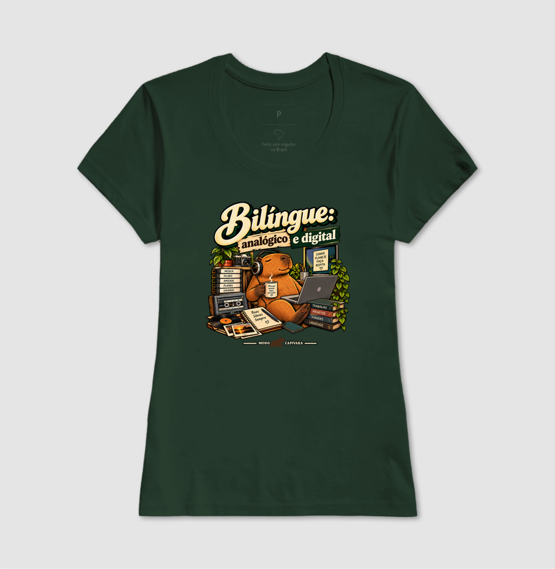 BILÍNGUE, ANALÓGICO E DIGITAL - Modo Capivara - Camiseta - Imagem 15