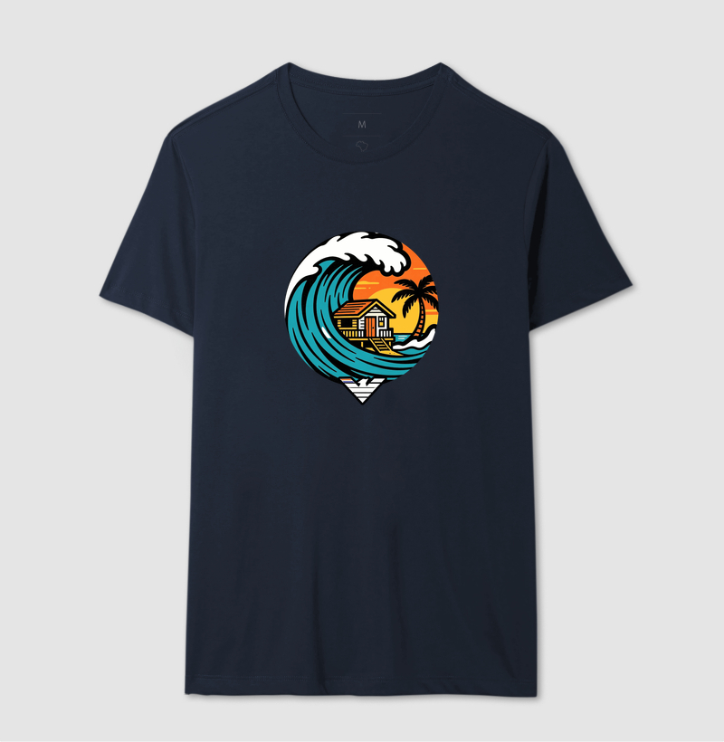 Paraíso no mar - estampa exclusiva.  Sente a brisa, ouça o som das ondas e leve a vibe do paraíso pra onde você for! Mais que uma camiseta - é levar o paraíso com você todo dia. - Imagem 6