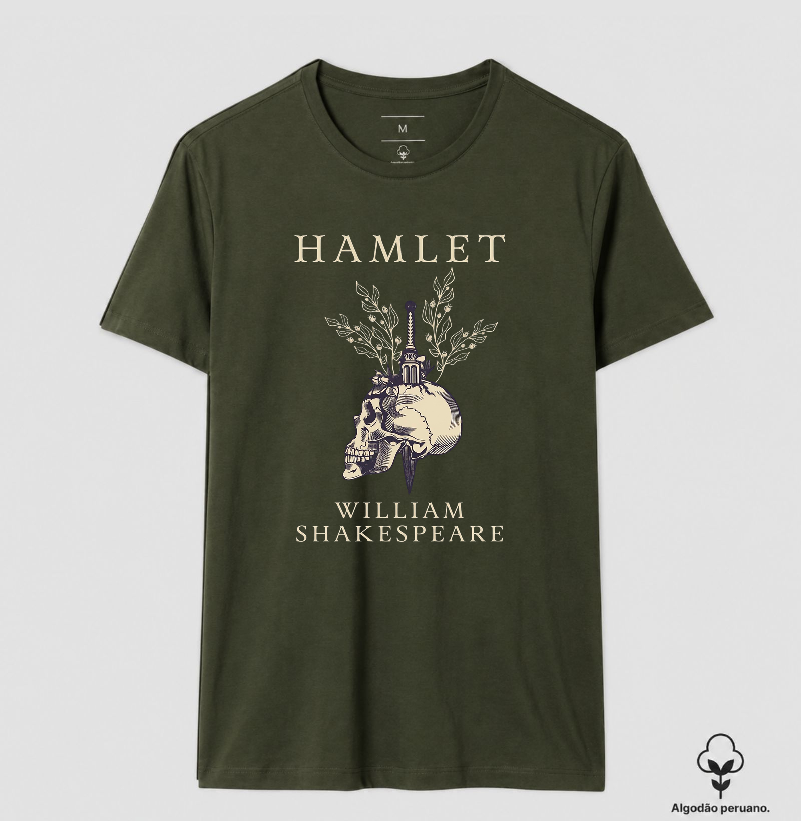 Camiseta Hamlet – William Shakespeare | Caveira de Yorick  | Algodão Peruano  - Imagem 5