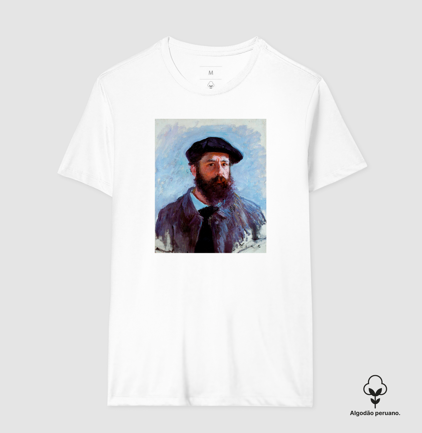 Claude Monet Self Portrait With Beret Algodão Peruano Tanguis - Imagem 2