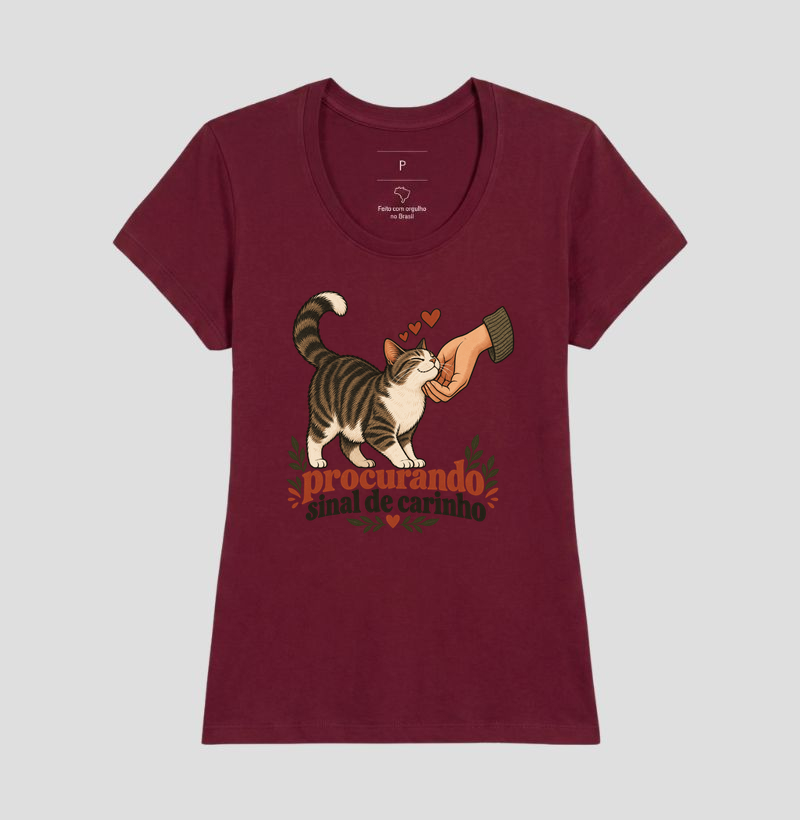 Camiseta Gato Carinho "procurando sinal de carinho" | Pelo & Pano - Imagem 19