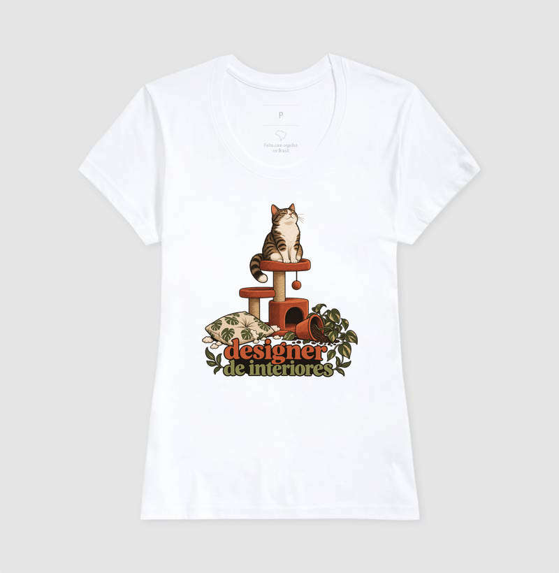 Camiseta Gato Humor "designer de interiores" | Pelo & Pano - Imagem 5