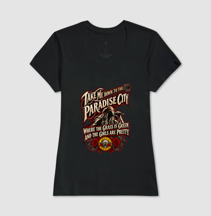 Camiseta Rock Paradise City – Guitarra e Rosas | Iron Malte - Imagem 3