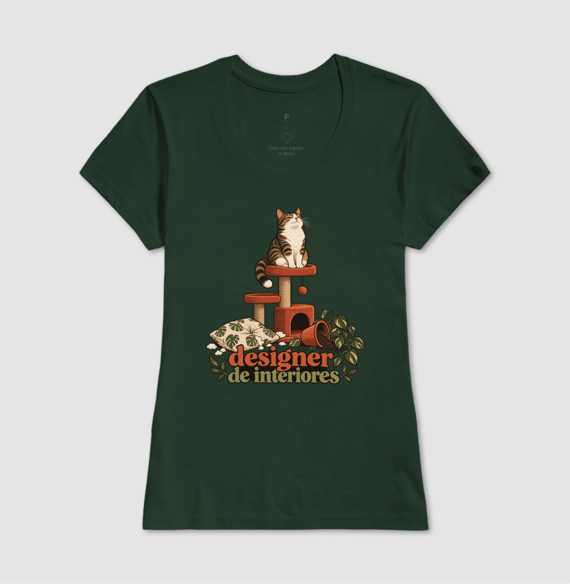 Camiseta Gato Humor "designer de interiores" | Pelo & Pano - Imagem 13