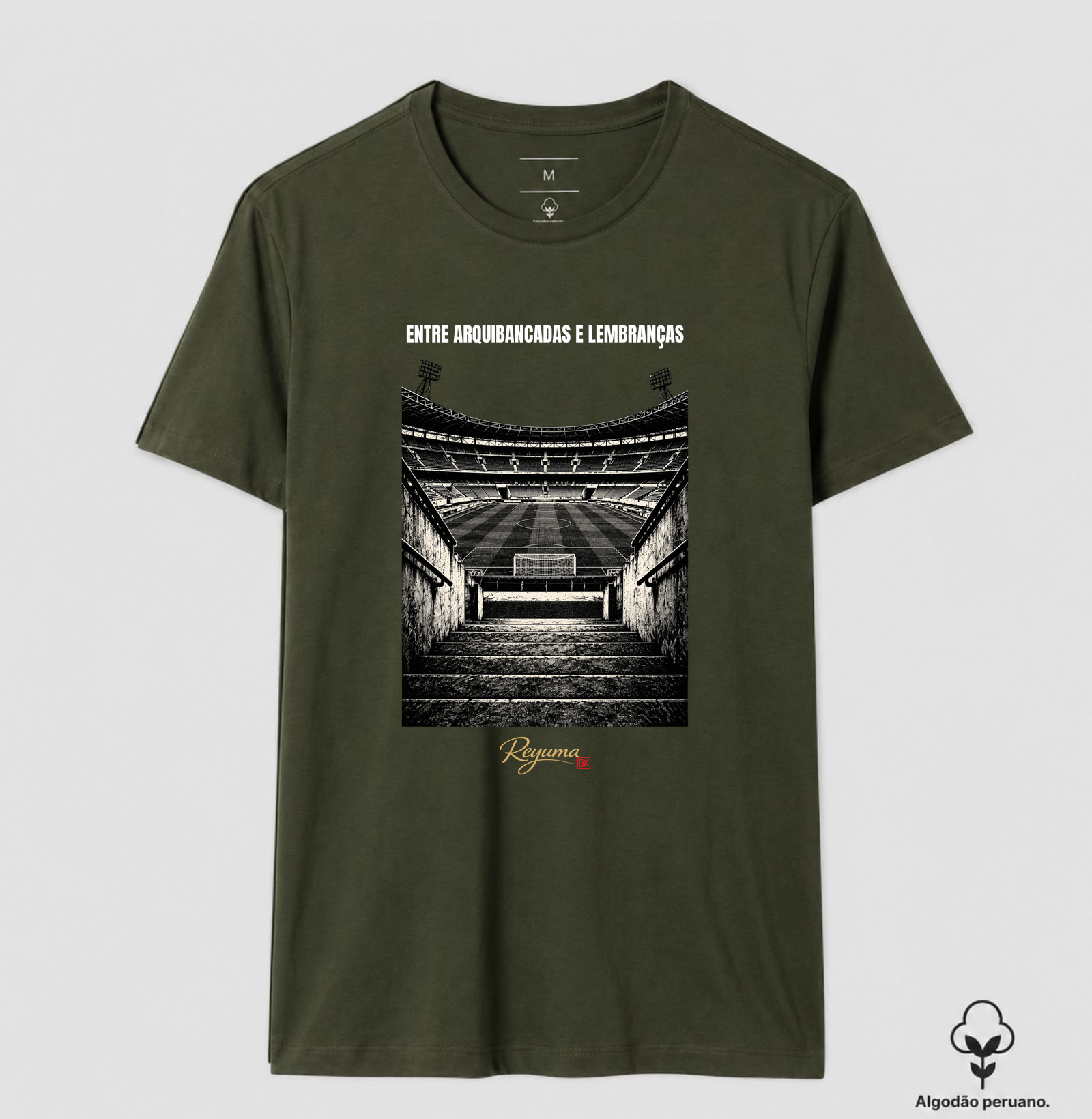 "Entre Arquibancadas e Lembranças" - Futebol - Camiseta Algodão Peruano Masculina, Feminina e Babylook - Imagem 7