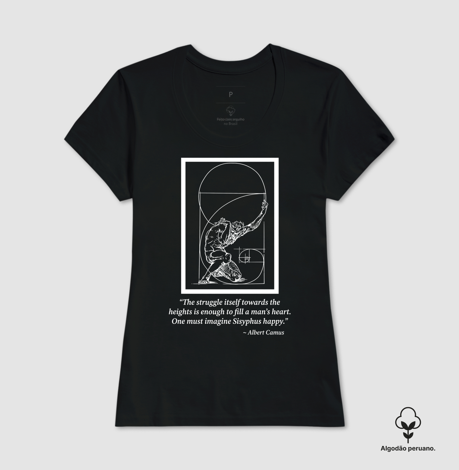 Camiseta Filosofia Mito de Sísifo Albert Camus Algodão Peruano  - Imagem 4