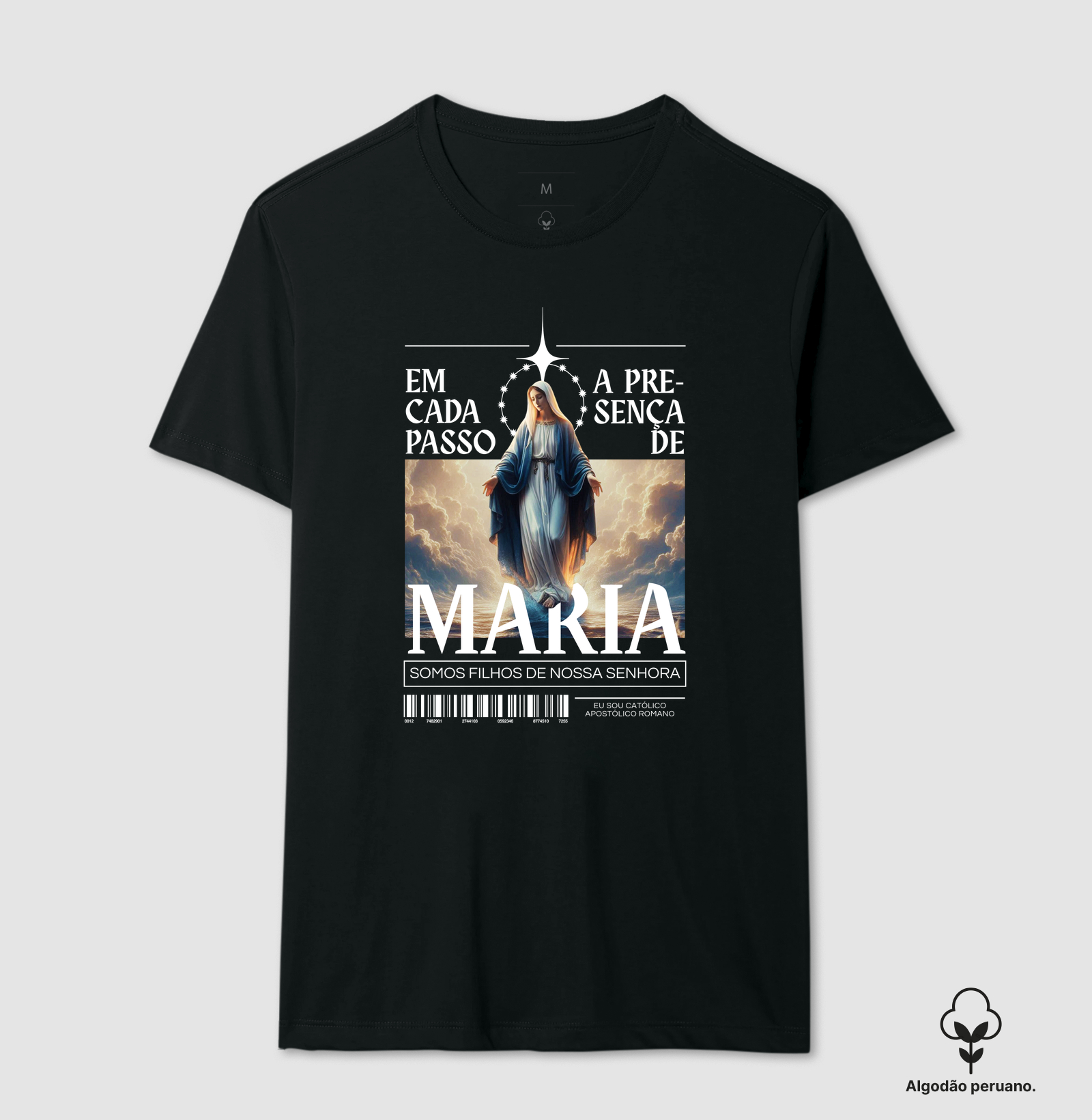 Camiseta Algodão Peruano Em Cada Passo A Presença de Maria - Imagem 2