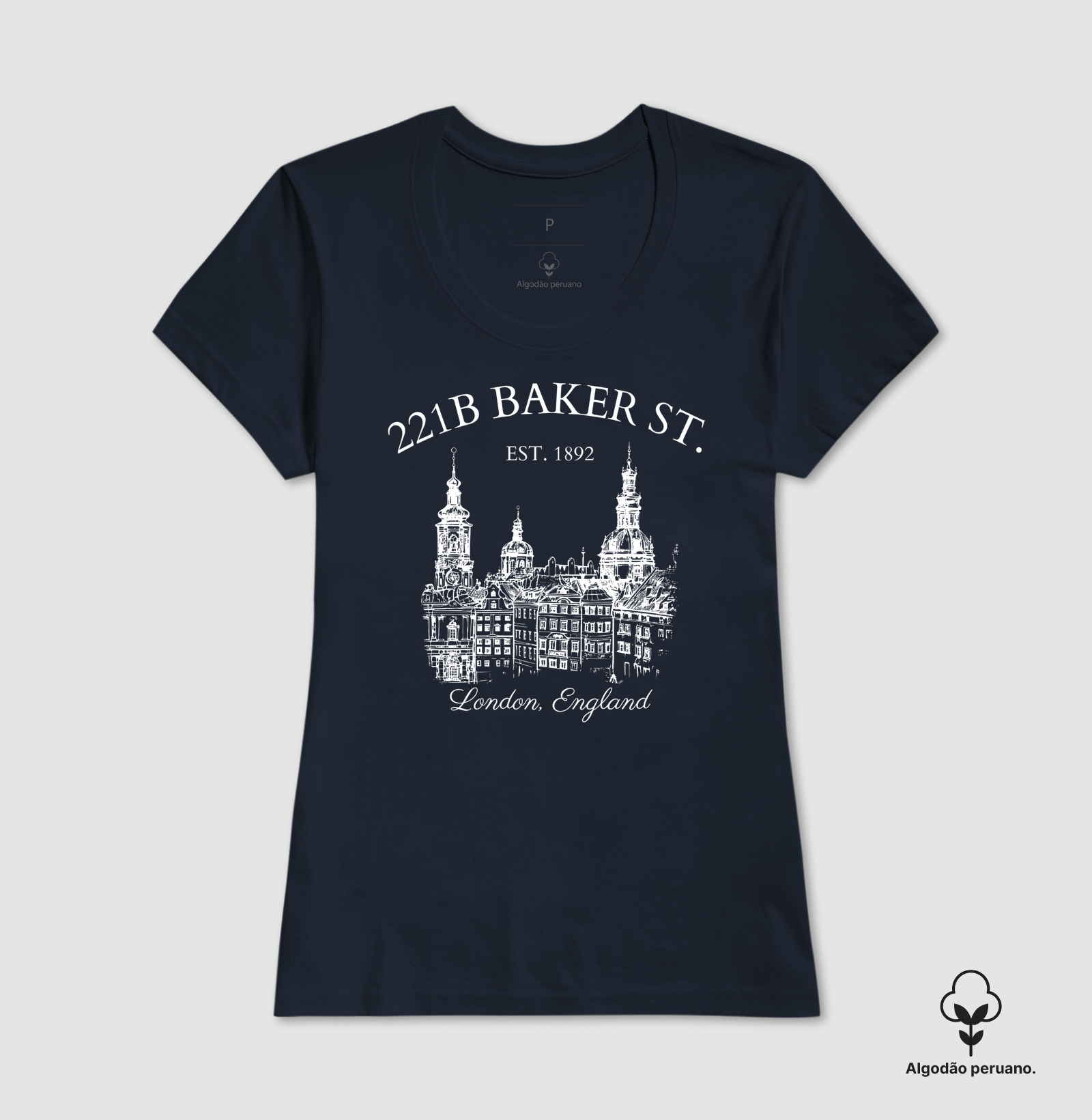 Camiseta Sherlock Holmes 221B Baker Street Literatura Inglesa Algodão Peruano   - Imagem 2