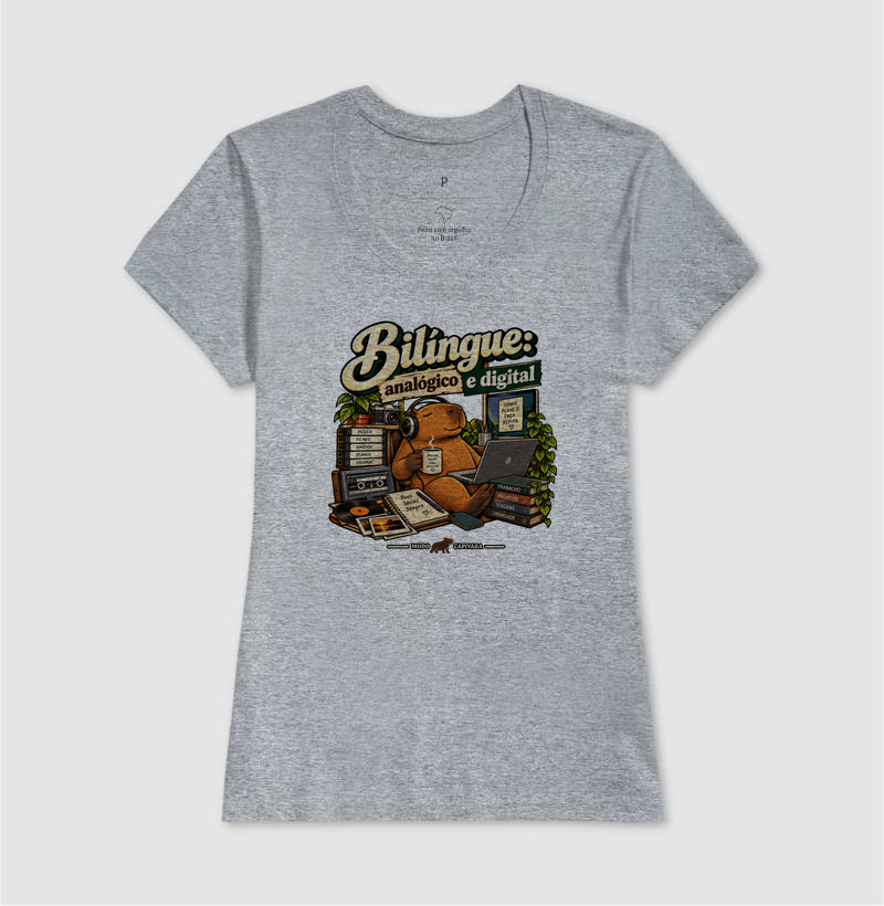 BILÍNGUE, ANALÓGICO E DIGITAL - Modo Capivara - Camiseta - Imagem 11