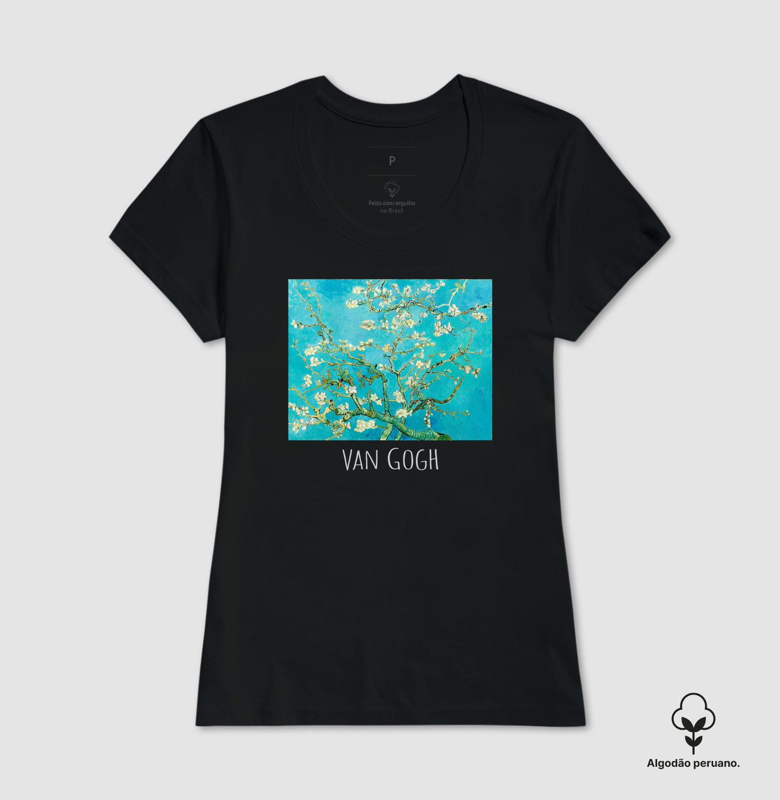 Camiseta Van Gogh Almond Blossoms Unissex Algodão Peruano Premium - Imagem 4