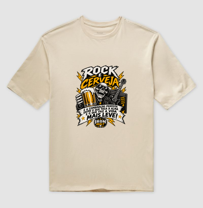 Camiseta Rock e Cerveja – Estampa Rock and Roll, Música e Cerveja - Imagem 3