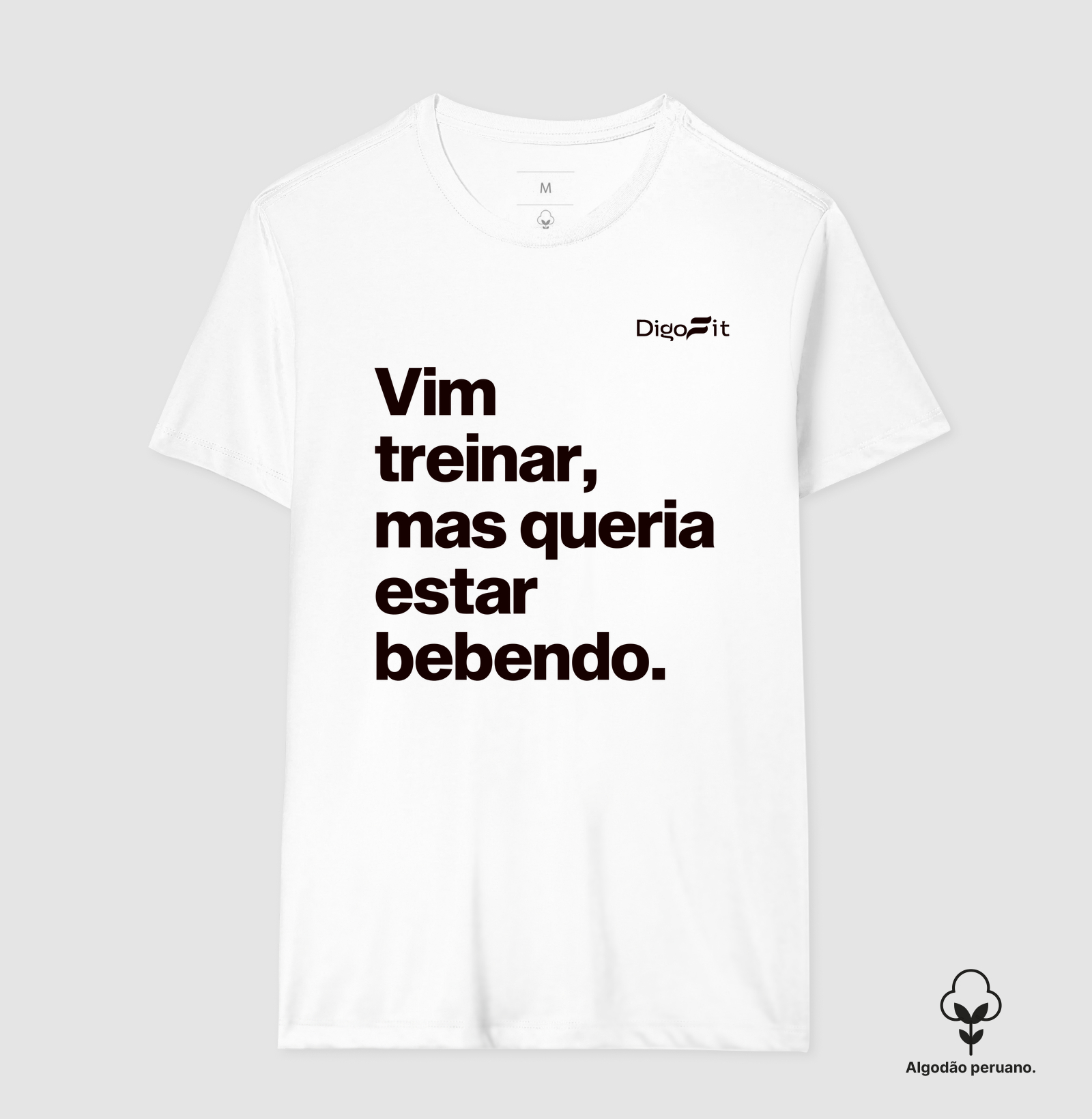 CAMISETA ALGODÃO PERUANO ACADEMIA VIM TREINAR MAS QUERIA ESTAR BEBENDO - Imagem 4