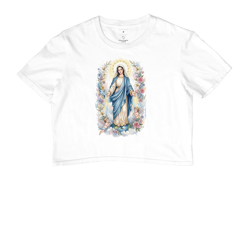Camiseta Nossa Senhora das Graças - Raios de Luz e Anjos - Imagem 2